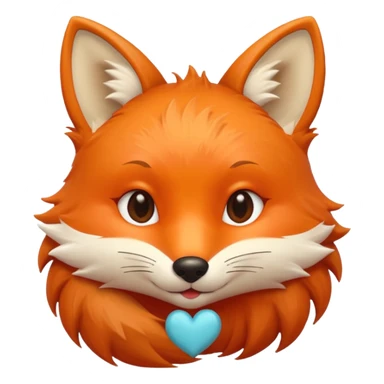 A iOS style fox with a kissing & winky face and a small heart sticker