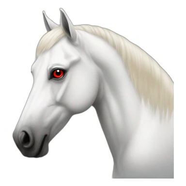 White horse with red eyes in black suit, portrait sticker