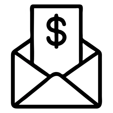 minimal line art salary envelope, black lines sticker