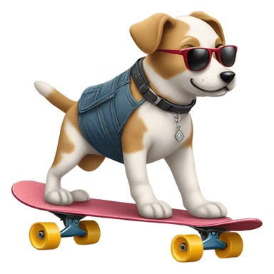 ￼￼ a teddy dog wearing sunglasses riding a skateboard sticker