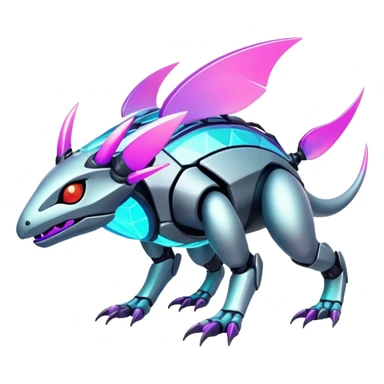  exotic tropical iridescent cyber-Protogen-Fakémon-Pokémon-Vernid-creature sticker