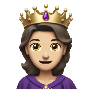 Caucasian long brunette woman wearing formal royal purple robes and a crown whose face shows anger and disgust to the man she adores  sticker