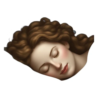 The folk french woman sleeping in bed, blue eyes,brown hair, 17th century sticker