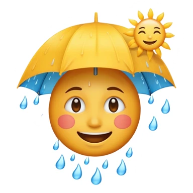 emoji representing a mood shift, face with changing weather from rain to sun sticker