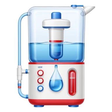 “Flat icon of a dual-temperature water purifier with red and blue nozzles, modern white body, clean vector style” sticker