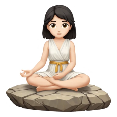 dark haired greek goddess sitting on a rock sticker