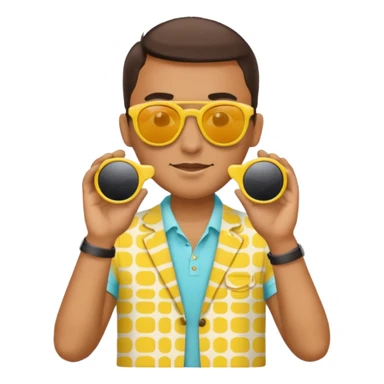 fotographer with yellow patterned summer clothes and sun glasses sticker