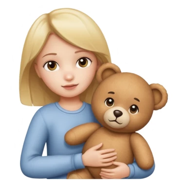 A girl with fair color and teddy bear in her hand sticker