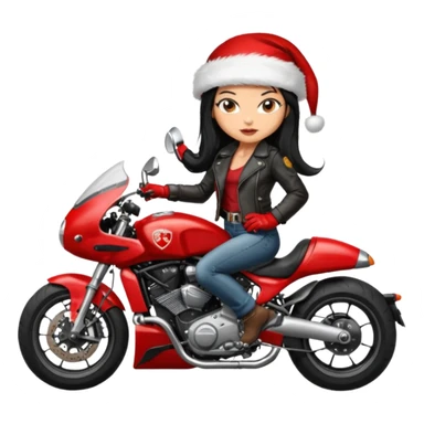 biker girl black long hair moto christmas ducati sticker