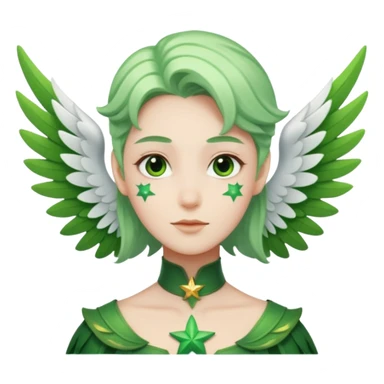 like character, star of green that have white wings  sticker