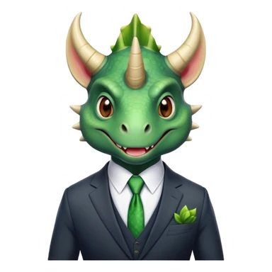 faces of different office green triceratops in a suit sticker