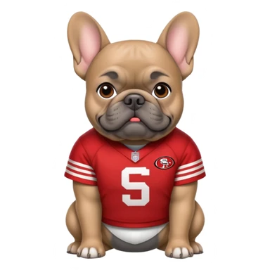 Fat All gray French bulldog in 49ers uniform  sticker