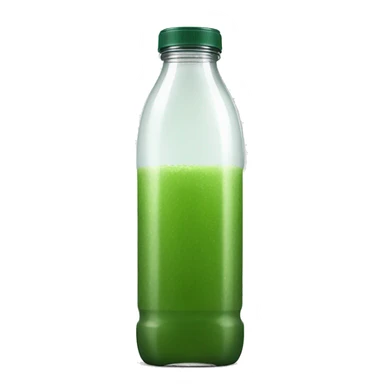 aesthetic green juice in tall clear full plastic drink bottle with white lid realistic soft textures sticker