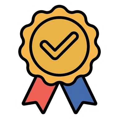 vector icon of a seal of trust with gold and colorful elements, elegant and minimalist flat design, isolated on white background, award badge style, 2D flat vector, trending icon look, soft shadows, no text, perfect for commercial use, icon style, variation 3 sticker