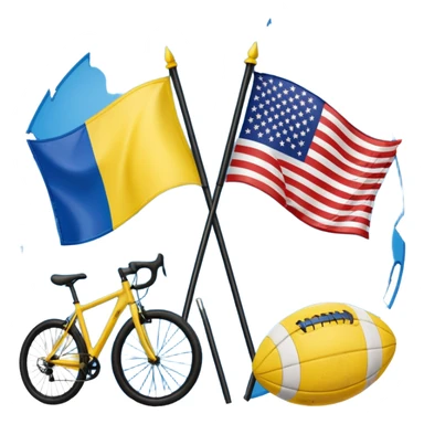 usa and ukraine flags together, sport equipment under sticker