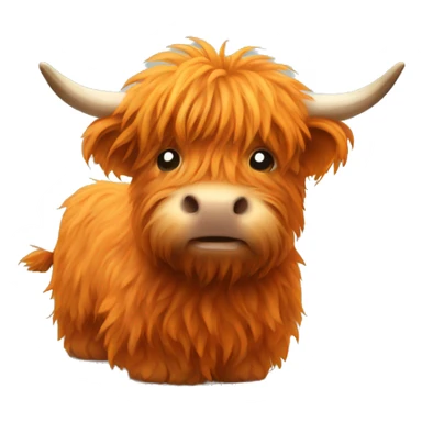Orange fluffy highland cow  sticker