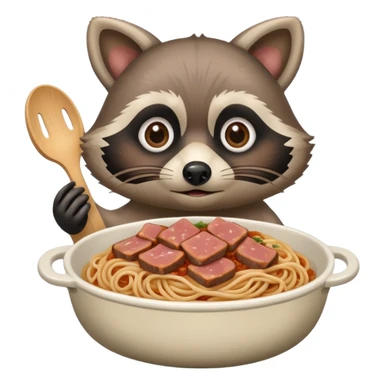 raccoon with SPAM meat and spaghetti slop sticker