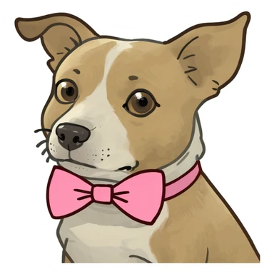 Dog with bow sticker