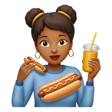 black woman eating hot dog  sticker