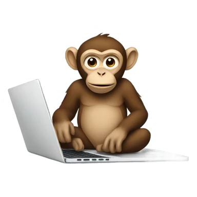 The monkey is sitting at his laptop sticker