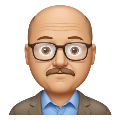 55 year old chubby brown haired balding man business casual with glasses and goatee sticker