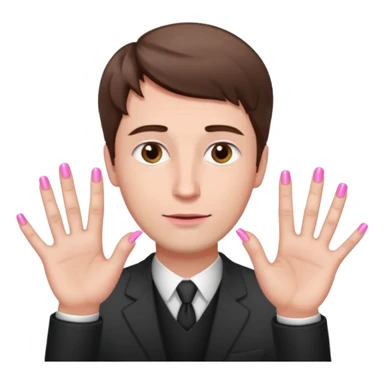 White man with short brown hair, long face, and pink nails like this 💅  sticker