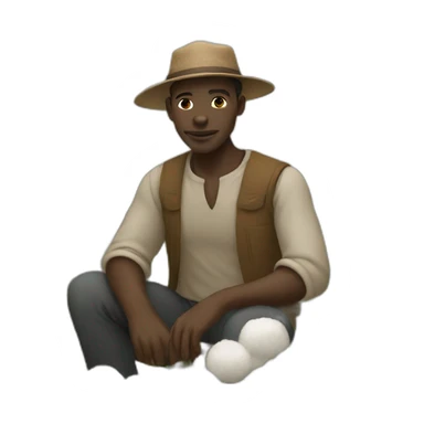 black tribe man working in the cotton field sticker