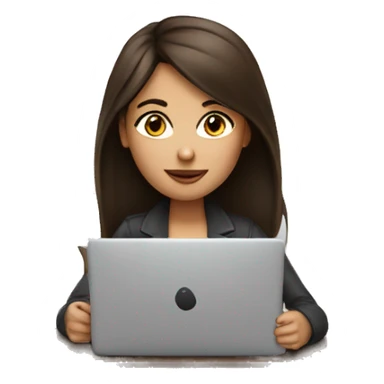 Brunette girl+laptop+coffee sticker