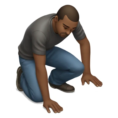 a man kneels down, one knee on the ground, examining something on the ground sticker