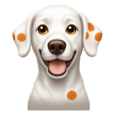 White dog with orange brown dots sticker