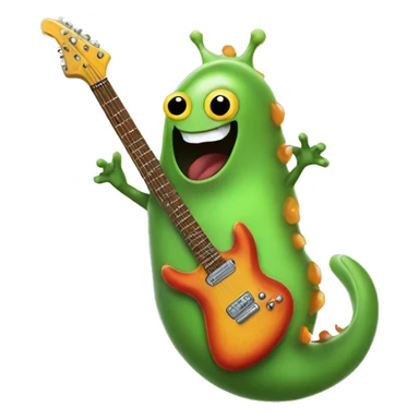 Happy slimy slug playing electric guitar sticker