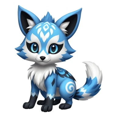 Futuristic furry fluffy floofy feathery tribal marked Genet-Absol-Kyurem-Zeraora-Primagen-fusion-creature  sticker