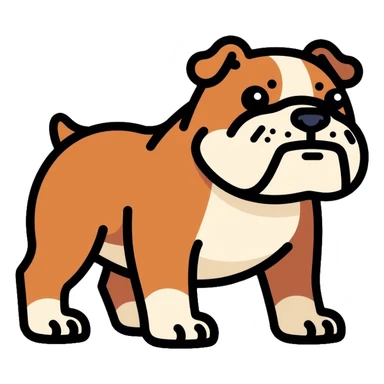 full body bulldog standing, muscular stocky build, short legs sticker