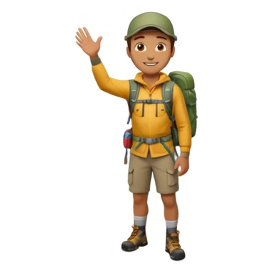 man standing proudly on a mountain summit, apple style emoji sticker