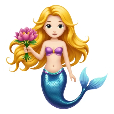 mermaid with flowers sticker
