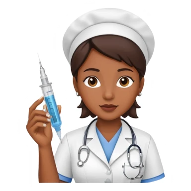 Enfermera morena con jeringa en mano sticker