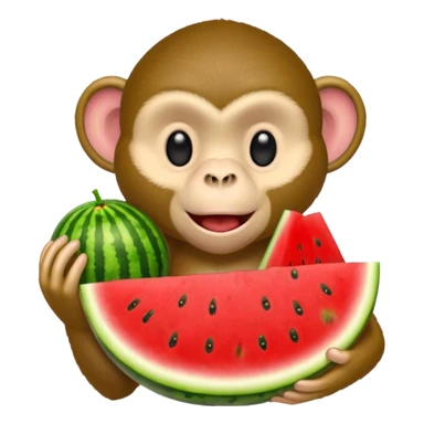 Monkey eating watermelon  sticker