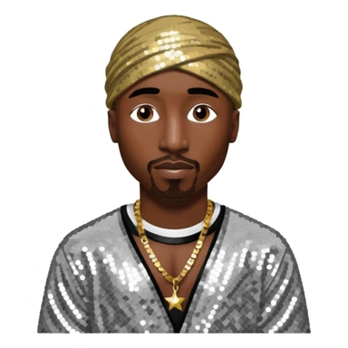 Tupac with silver sequin outfit sticker