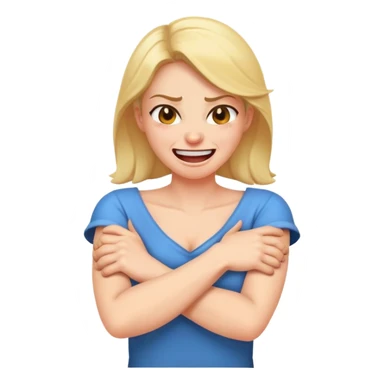 arms crossed holding neck laughing angry women sticker