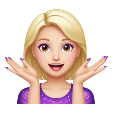 girl with nailpolish with sparkles and excitement sticker