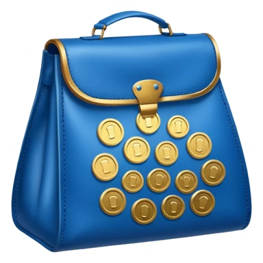 blue coins inside a leather bag  sticker
