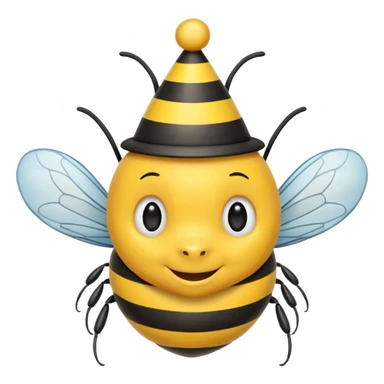 Bees with Birthday Hat, Happy bee with striped party hat sticker