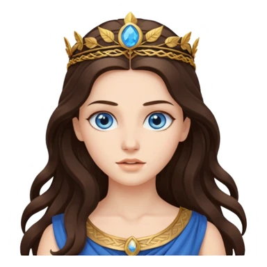 greek goddess long brunette hair blue eyes sticker