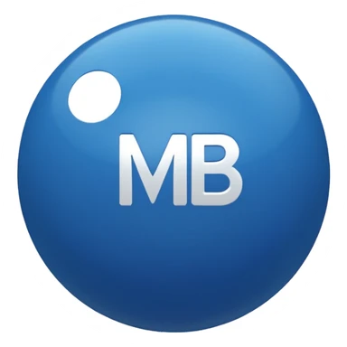 Blue Ball with MB written on it sticker