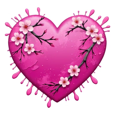 sakura heart with a paint splatter sticker