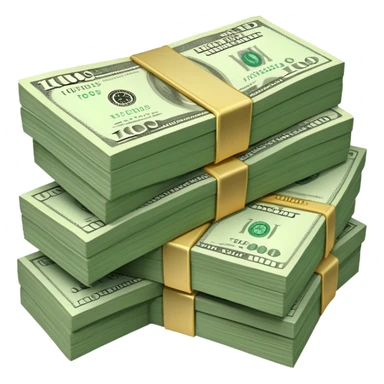 money stacked, muted green 100 dollar bills, soft luxury rich  sticker