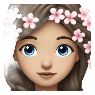 Wedding hair long with sakura bloom beautiful finished brunette girl with blue eyes  sticker