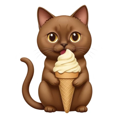 Brown Burmese cat with ice cream  sticker