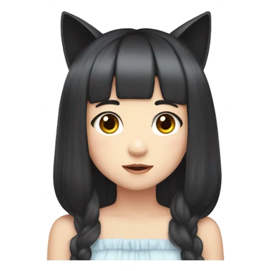 wonyoung ive, girl with bangs and black hair with cat ears, fair skin, korea south.  sticker