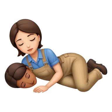 woman labour worker passed out on the floor sticker